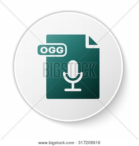 Green Ogg File Document. Download Ogg Button Icon Isolated On White Background. Ogg File Symbol. Whi