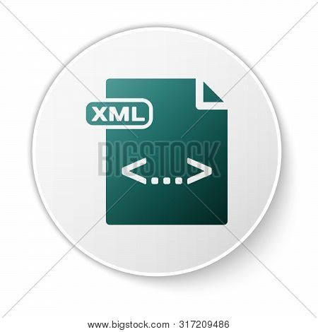 Green Xml File Document. Download Xml Button Icon Isolated On White Background. Xml File Symbol. Whi