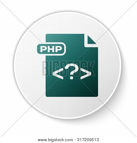 Green Php File Document. Download Php Button Icon Isolated On White Background. Php File Symbol. Whi