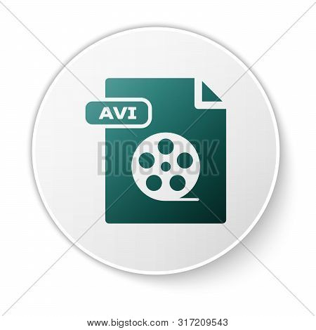 Green Avi File Document. Download Avi Button Icon Isolated On White Background. Avi File Symbol. Whi