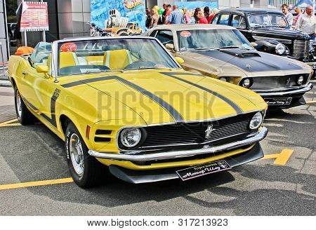 Kiev, Ukraine - May 25, 2013. 1970 Ford Mustang Boss 302. Hot Wheels