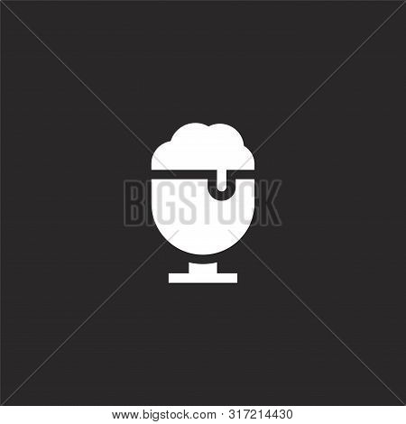 Beer Mug Icon. Beer Mug Icon Vector Flat Illustration For Graphic And Web Design Isolated On Black B