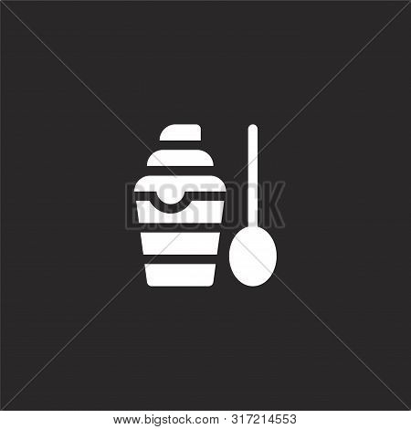Parfait Icon. Parfait Icon Vector Flat Illustration For Graphic And Web Design Isolated On Black Bac