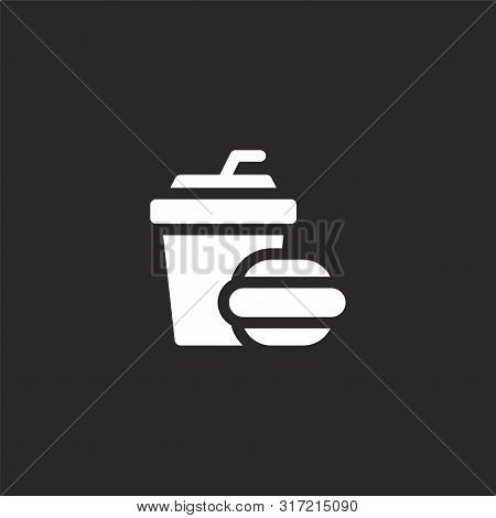 Burger Icon. Burger Icon Vector Flat Illustration For Graphic And Web Design Isolated On Black Backg