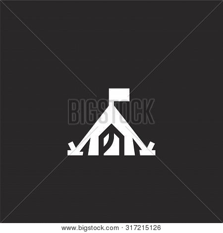 Tent Icon. Tent Icon Vector Flat Illustration For Graphic And Web Design Isolated On Black Backgroun