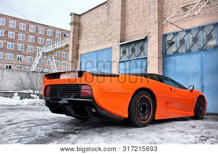January 3, 2013 - Kiev, Ukraine. Jaguar Xj220 (1991). Hypercar. Winter. Cold. Snow. Exotica