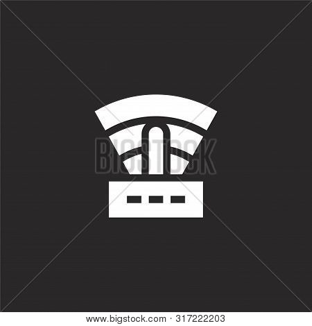 Router Icon. Router Icon Vector Flat Illustration For Graphic And Web Design Isolated On Black Backg
