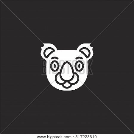 Koala Icon. Koala Icon Vector Flat Illustration For Graphic And Web Design Isolated On Black Backgro