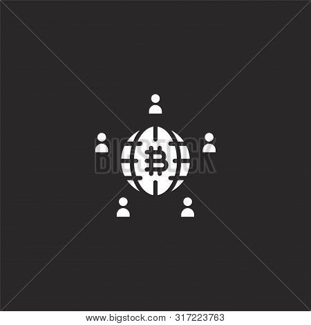 Bitcoin Icon. Bitcoin Icon Vector Flat Illustration For Graphic And Web Design Isolated On Black Bac
