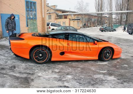 January 3, 2013; Kiev, Ukraine. Jaguar Xj220 (1991). Hypercar. Winter. Cold