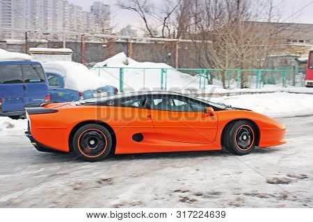 January 3, 2013; Kiev, Ukraine. Jaguar Xj220 (1991). Hypercar. Winter. Cold