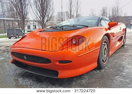 January 3, 2013; Kiev, Ukraine. Jaguar Xj220 (1991). Hypercar. Winter. Cold