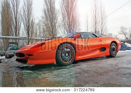 January 3, 2013; Kiev, Ukraine. Jaguar Xj220 (1991). Hypercar. Winter. Cold