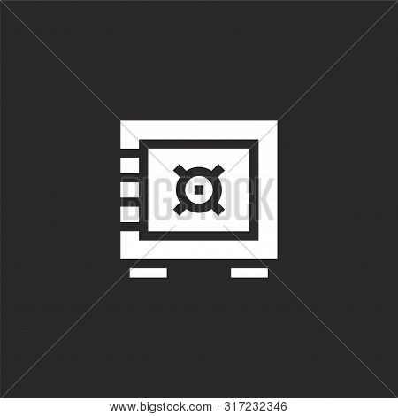 Strongbox Icon. Strongbox Icon Vector Flat Illustration For Graphic And Web Design Isolated On Black
