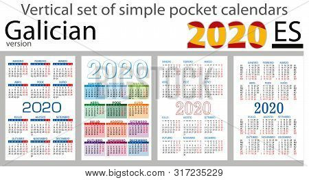 Galician Vertical Set Of Pocket Calendars For 2020 (two Thousand Nineteen). New Year. Color Simple D