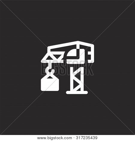 Tower Crane Icon. Tower Crane Icon Vector Flat Illustration For Graphic And Web Design Isolated On B