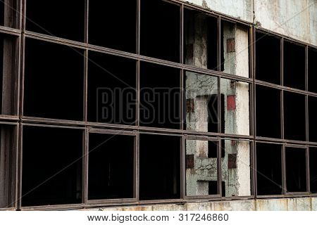 Unfilled Tape Glazing Of An Abandoned Industrial Building