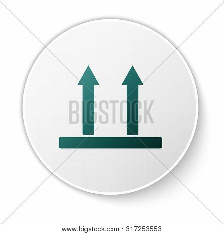 Green This Side Up Icon Isolated On White Background. Two Arrows Indicating Top Side Of Packaging. C