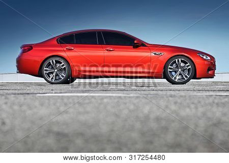 Kiev, Ukraine; June 25, 2013; Red Bmw M6 In The City