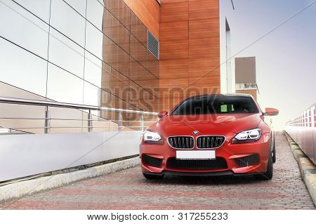 July 5, 2016 - Kiev, Ukraine. Red Bmw M6 In The City