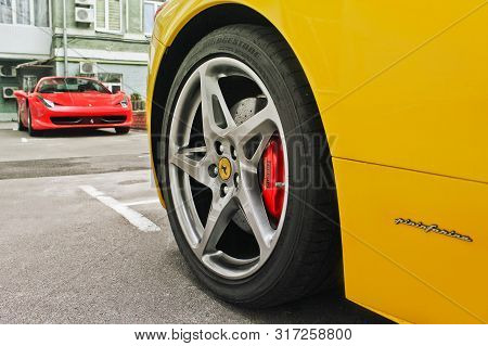 May 27, Ukraine, Kiev; Ferrari 458 Italia And Ferrari 458 Spider, Yellow And Red