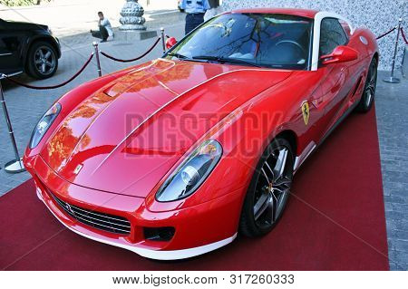 Kiev, Ukraine, July 13, 2013. Ferrari 599 Alonso Edition 60f1 In The City