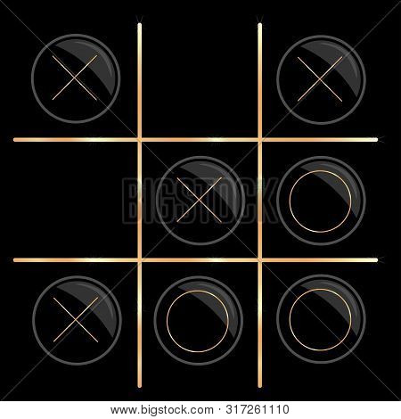 Crosses And Zeroes Game Performed In Golden Design