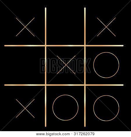 Crosses And Zeroes Game Performed In Golden Design