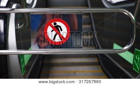 Saint Petersburg, Russia - June 24, 2019: There Is No Entrance, The Escalator In The Subway Is Close