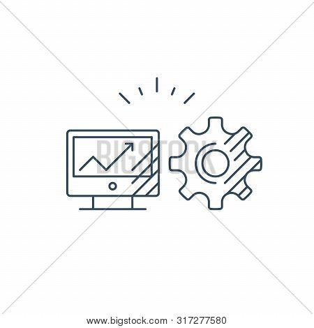 Desk Top Computer Screen Mono Line Icon, Online Business Concept, Web Site Design, Internet Technolo