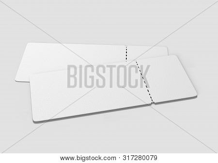 Blank Ticket For Mock Up Design Or Design Presentation. 3d Illustration.