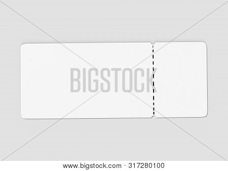 Blank Ticket For Mock Up Design Or Design Presentation. 3d Illustration.