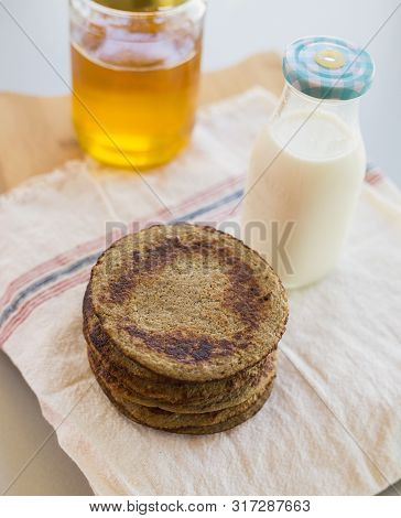 Bannana Pancake Close Up On The Kitchen Table