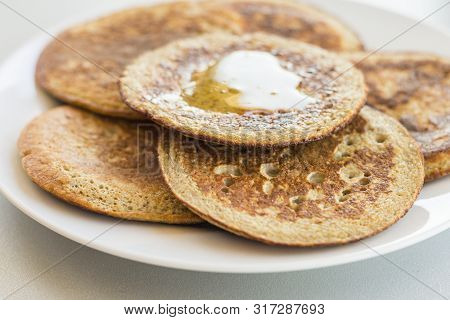 Bannana Pancake Close Up On The Kitchen Table
