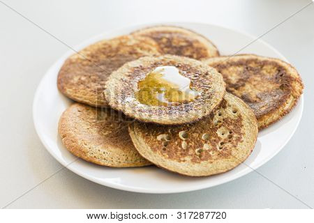 Bannana Pancake Close Up On The Kitchen Table