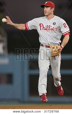 LOS ANGELES - AUG 8: Philadelphia Phillies 2B Chase Utley #26 během hry MLB na srpen 2011 8 d