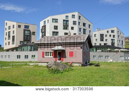 Mountain Village Of Melchsee-frutt In The Swiss Alps