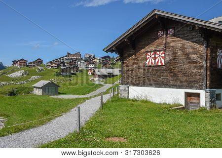 Mountain Village Of Melchsee-frutt In The Swiss Alps