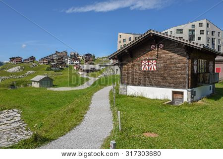 Mountain Village Of Melchsee-frutt In The Swiss Alps