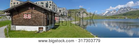 Mountain Lake At Melchsee-frutt In The Swiss Alps