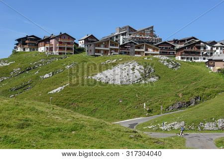 Mountain Village Of Melchsee-frutt In The Swiss Alps