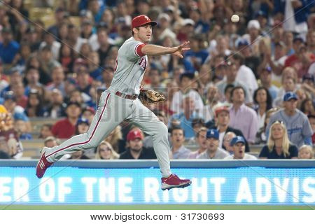 LOS ANGELES - AUG 8: Philadelphia Phillies 2B Chase Utley #26 během hry MLB na srpen 2011 8 d