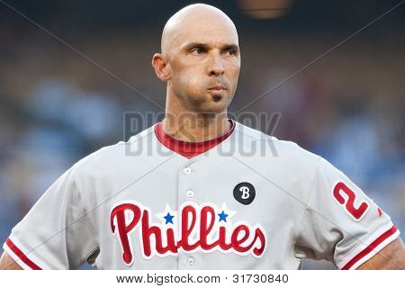 LOS ANGELES - AUG 8: Philadelphia Phillies LF Raul Ibanez #29 během hry MLB na srpen 2011 8 d