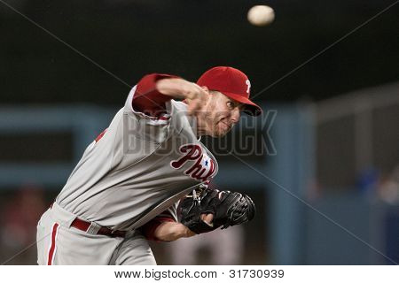 LOS ANGELES - augusztus 8-án: Philadelphia Phillies P Roy Halladay #34 helyek, során a MLB játék augusztus 8-2