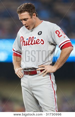 LOS ANGELES - AUG 8: Philadelphia Phillies 2B Chase Utley #26 během hry MLB na srpen 2011 8 d