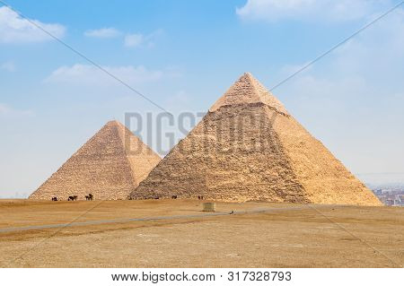 The Pyramid Of Khufu And The Pyramid Of Khafre In Egypt