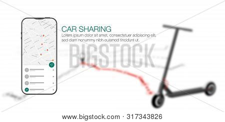 Car Sharing Gray Kick Scooter. Push Scooter. Ecology Transport Concept. Eco City Transport.