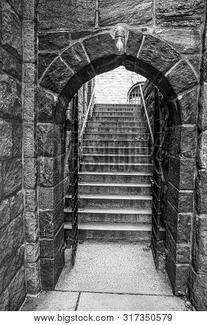 Door To A Romanesque And Gothic Building In Nyc