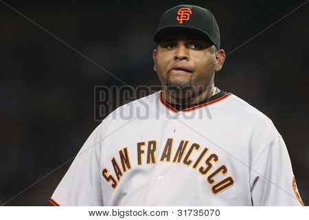 LOS ANGELES - SEP 3: Giants 3B Pablo Sandoval #48 under Giants vs Dodgers spelet på Sep 3 2010 en
