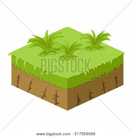 Soil Layers Vector Isometric Element. Platform Of Texture Of Soil. Game Design Ground 3d Isometric T